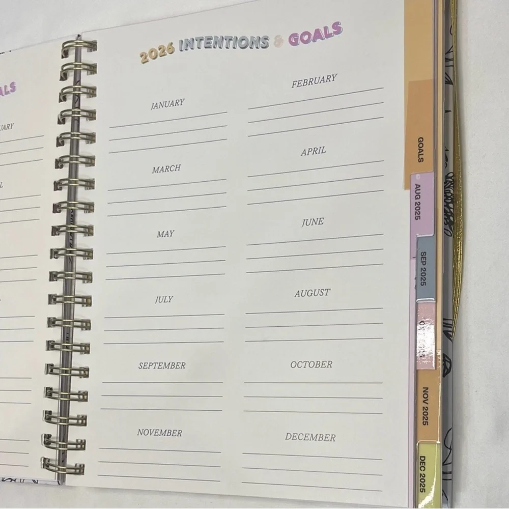 Betsey Johnson White Floral Planner with Hot Pink Spine and Gold Accent